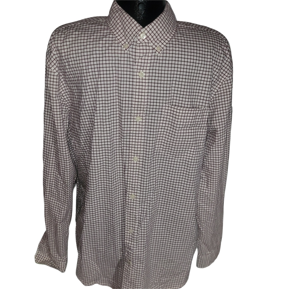 American Eagle Men's Checkered Shirt In Burgundy and Cream XL